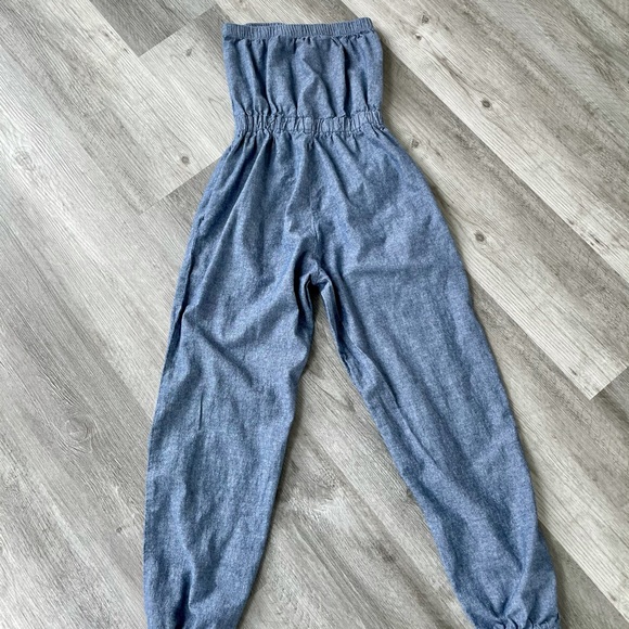 American Apparel Woman’s Denim Tube Top Jumpsuit - Picture 2 of 4